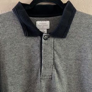 Haggar Clothibg Company Men’s checkered polo black ribbed collar shirt sleeve L